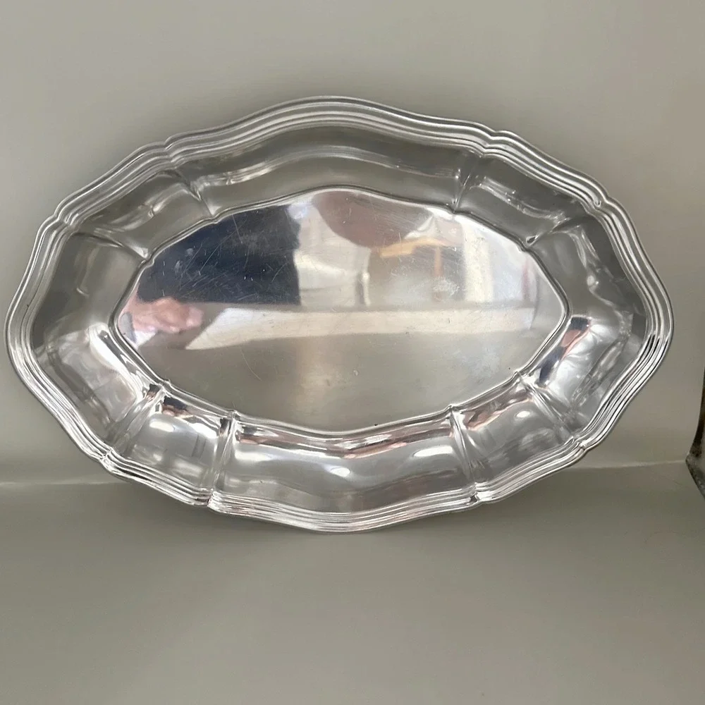 Cook-O-Matic Italian Stainless Steel Scalloped Edge Buffet Serving Tray 14x9